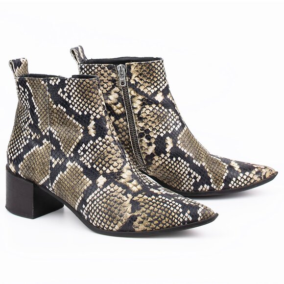 Everlane The Boss Boot Python Snakeskin Embossed Pointed Toe Boots Women's 8 - Picture 1 of 13